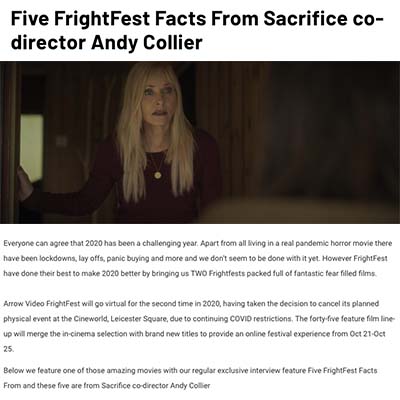 Five FrightFest Facts From Sacrifice co-director Andy Collier